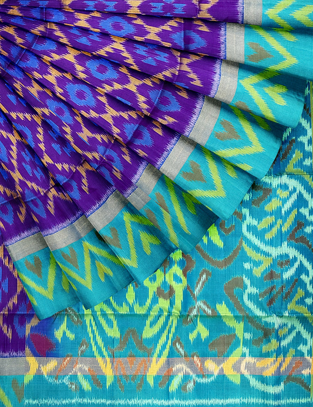 Pure Pochampally Silk Saree 6 Yards with Traditional Ikat Design