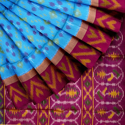 Pure Pochampally Silk Saree 6 Yards with Traditional Ikat Design