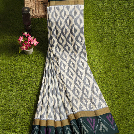 Pure Pochampally Silk Saree 6 Yards with Traditional Ikat Design