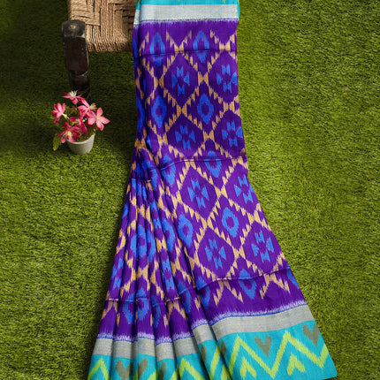 Pure Pochampally Silk Saree 6 Yards with Traditional Ikat Design