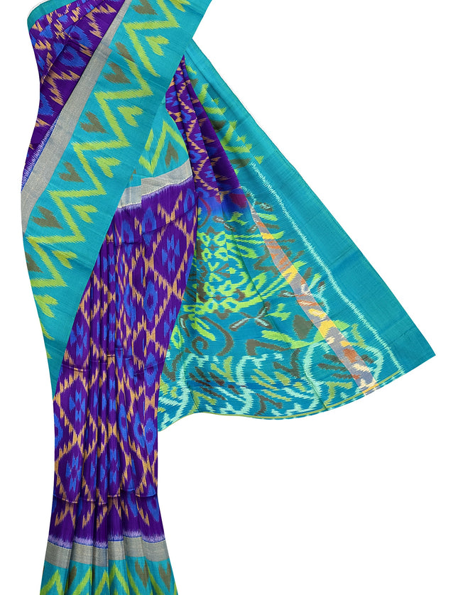Pure Pochampally Silk Saree 6 Yards with Traditional Ikat Design