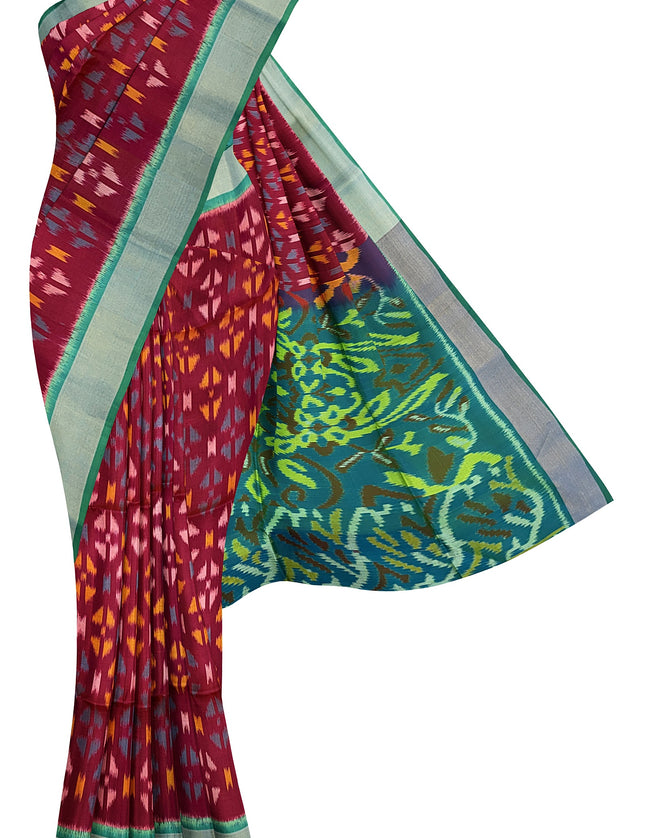 Pure Pochampally Silk Saree 6 Yards with Traditional Ikat Design