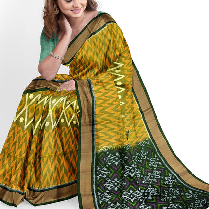 Pure Pochampally Silk Saree 6 Yards with Traditional Ikat Design