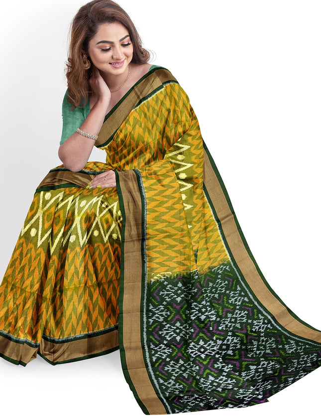 Pure Pochampally Silk Saree 6 Yards with Traditional Ikat Design