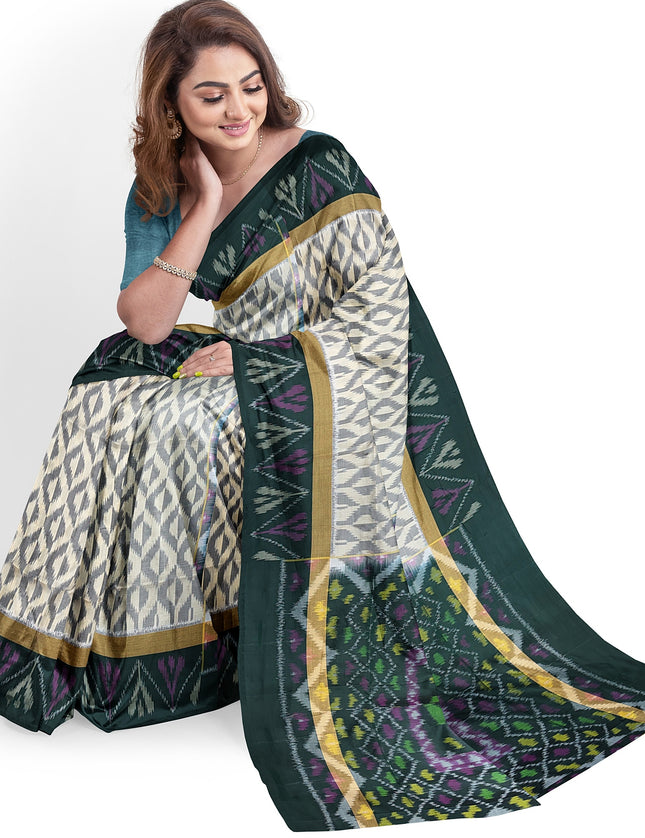 Pure Pochampally Silk Saree 6 Yards with Traditional Ikat Design