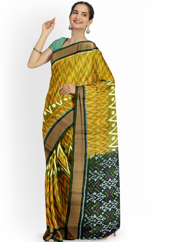 Pure Pochampally Silk Saree 6 Yards with Traditional Ikat Design