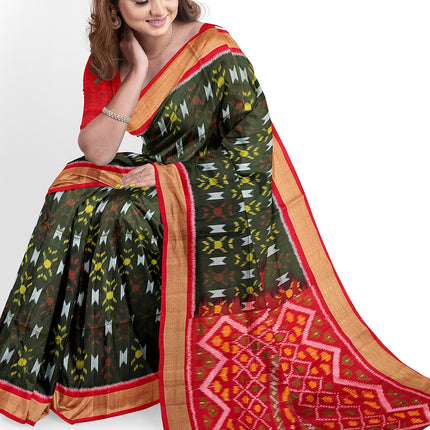 Pure Pochampally Silk Saree 6 Yards with Traditional Ikat Design