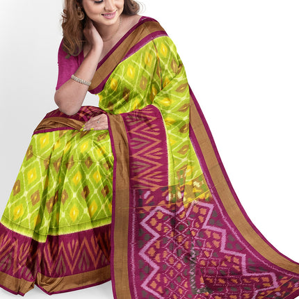 Pure Pochampally Silk Saree 6 Yards with Traditional Ikat Design