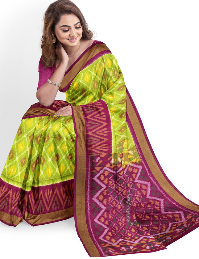 Pure Pochampally Silk Saree 6 Yards with Traditional Ikat Design