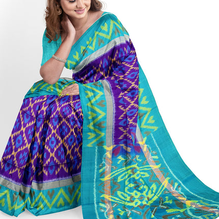 Pure Pochampally Silk Saree 6 Yards with Traditional Ikat Design