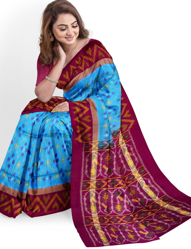 Pure Pochampally Silk Saree 6 Yards with Traditional Ikat Design