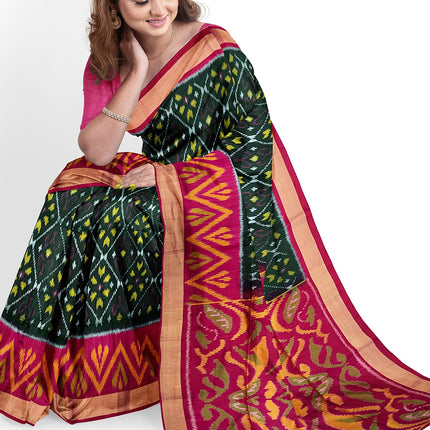 Pure Pochampally Silk Saree 6 Yards with Traditional Ikat Design