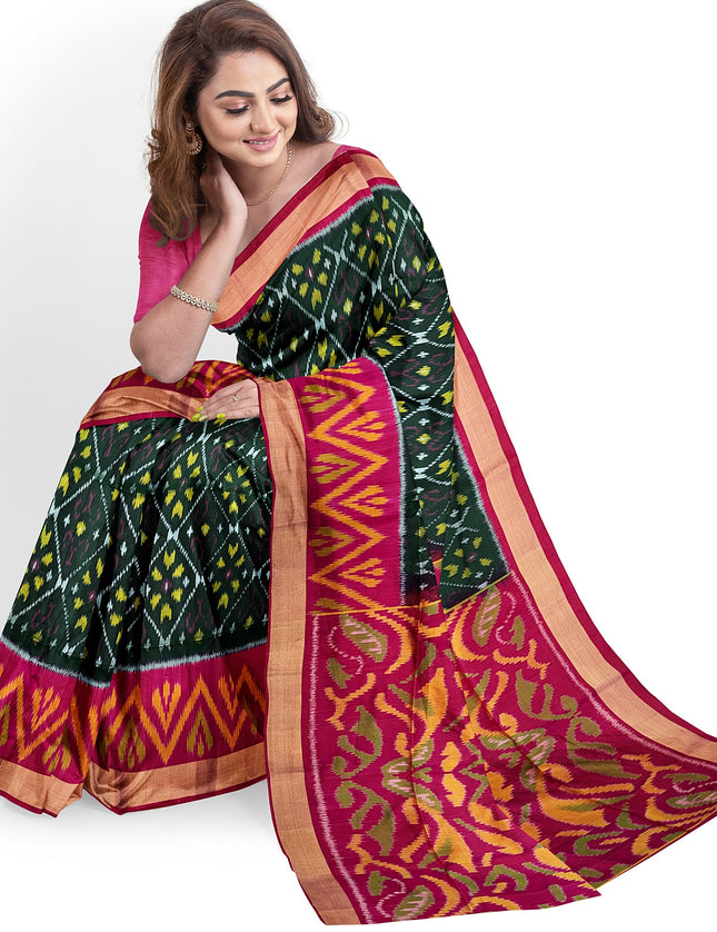 Pure Pochampally Silk Saree 6 Yards with Traditional Ikat Design