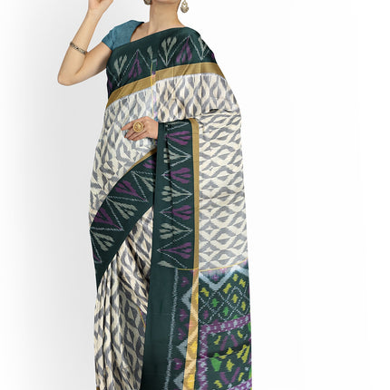 Pure Pochampally Silk Saree 6 Yards with Traditional Ikat Design