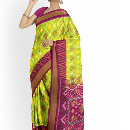 Pure Pochampally Silk Saree 6 Yards with Traditional Ikat Design