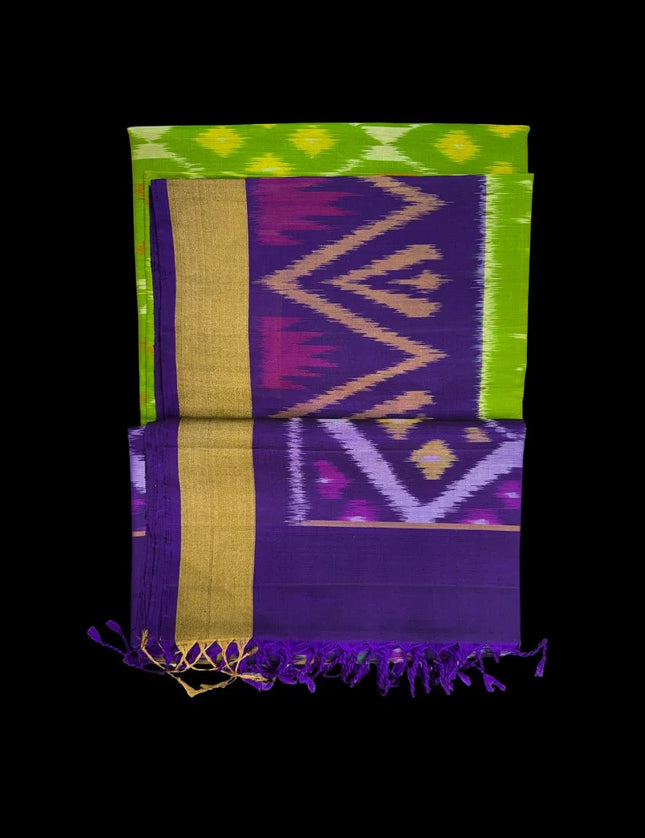 Pure Pochampally Silk Saree 6 Yards with Traditional Ikat Design