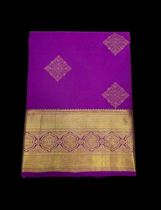 Pure Kanchipuram Silk 9 Yards Madisar Saree - Traditional Big Border & Rich Pallu
