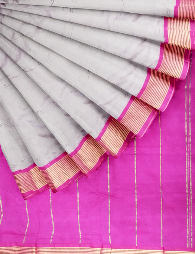 Semi Silk Contrast Vidya Border Sarees 9 Yards