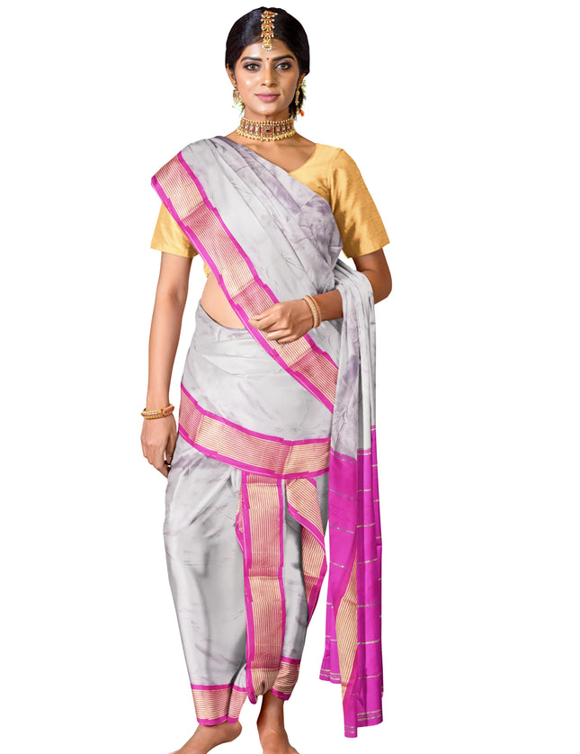 Semi Silk Contrast Vidya Border Sarees 9 Yards