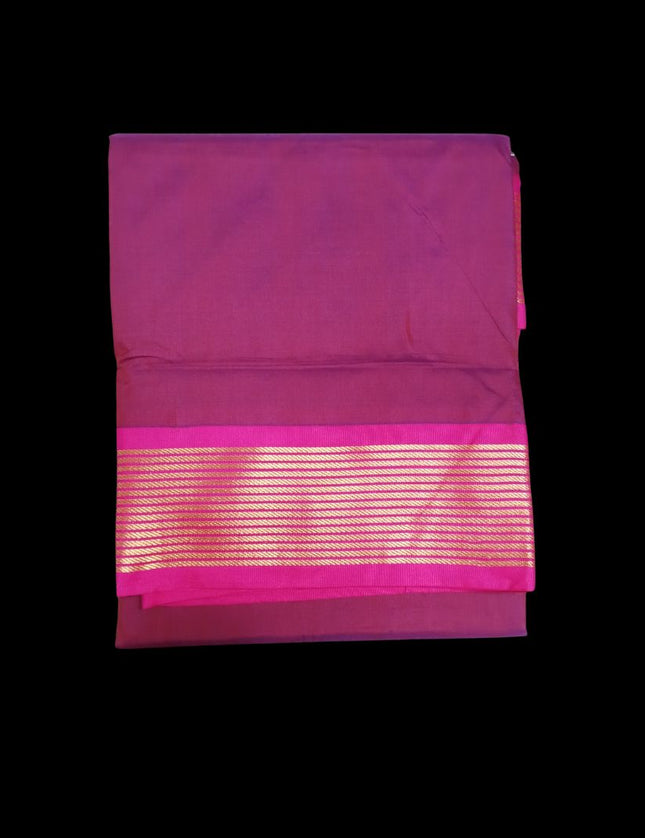 Semi Silk Contrast Vidya Border Sarees 9 Yards