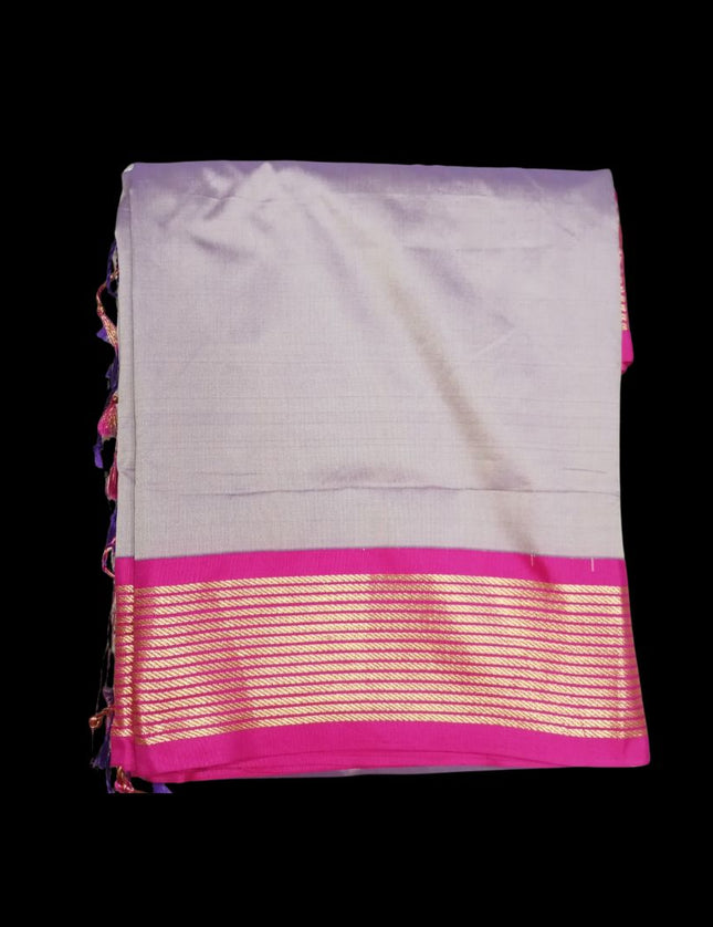 Semi Silk Contrast Vidya Border Sarees 9 Yards