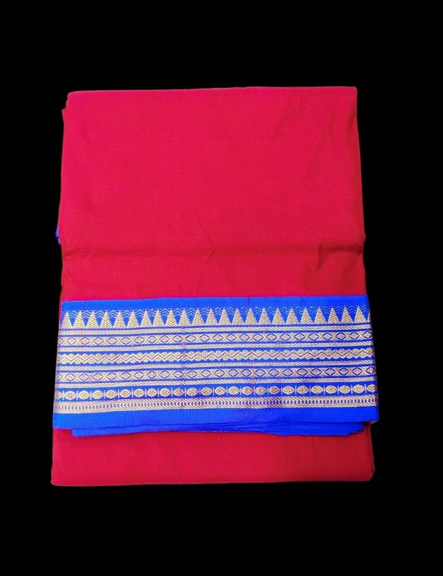 Semi Silk Contrast Vidya Border Sarees 9 Yards