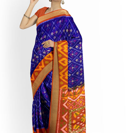 Pure Pochampally Silk Saree 6 Yards with Traditional Ikat Design