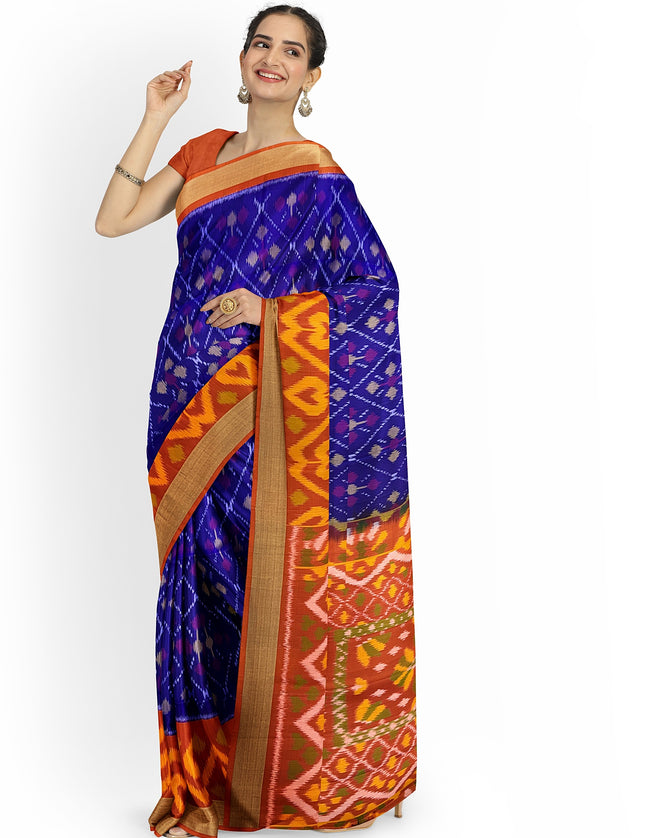 Pure Pochampally Silk Saree 6 Yards with Traditional Ikat Design