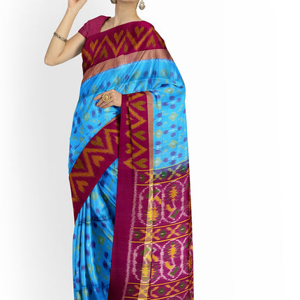 Pure Pochampally Silk Saree 6 Yards with Traditional Ikat Design