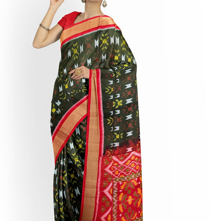 Pure Pochampally Silk Saree 6 Yards with Traditional Ikat Design