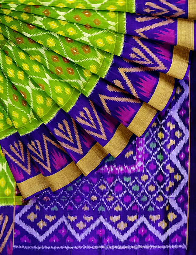 Pure Pochampally Silk Saree 6 Yards with Traditional Ikat Design