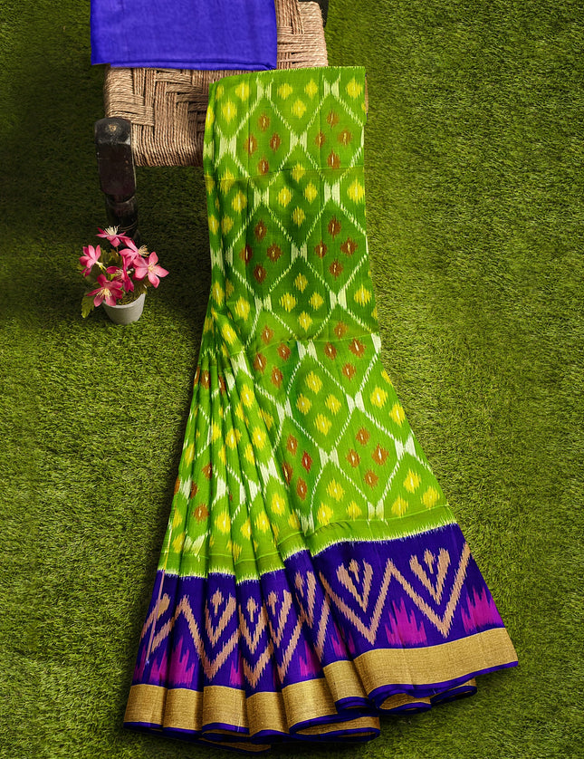 Pure Pochampally Silk Saree 6 Yards with Traditional Ikat Design