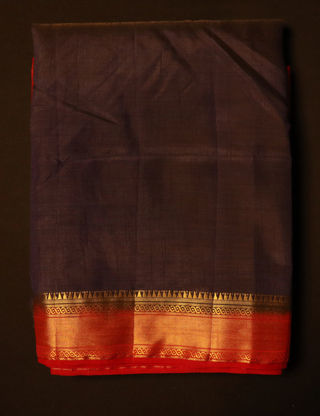 Tusser Contrast Jari Border 9 Yards Saree