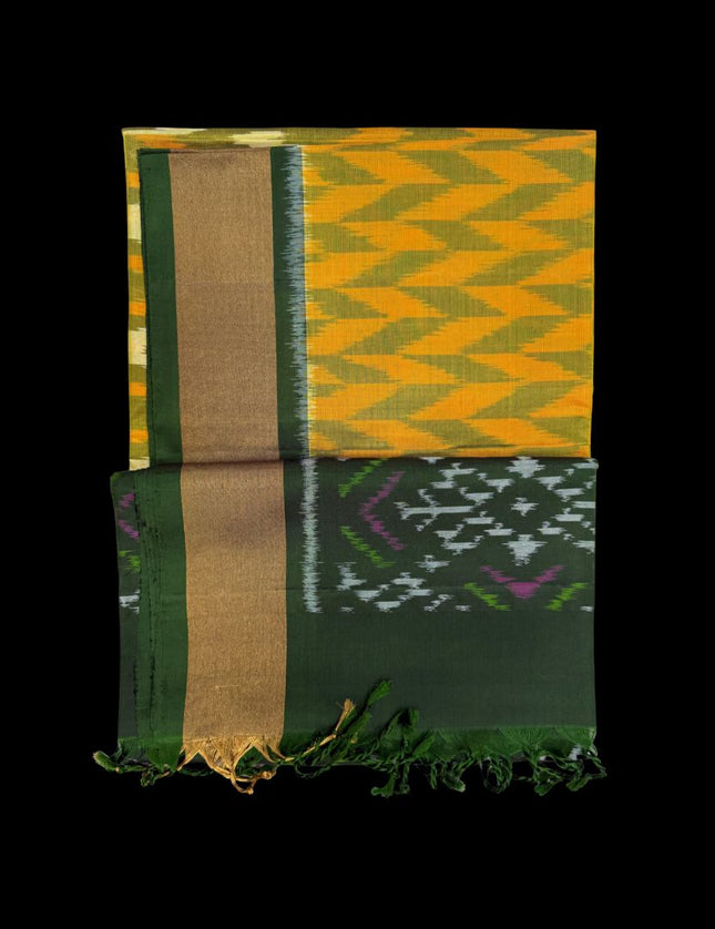 Pure Pochampally Silk Saree 6 Yards with Traditional Ikat Design